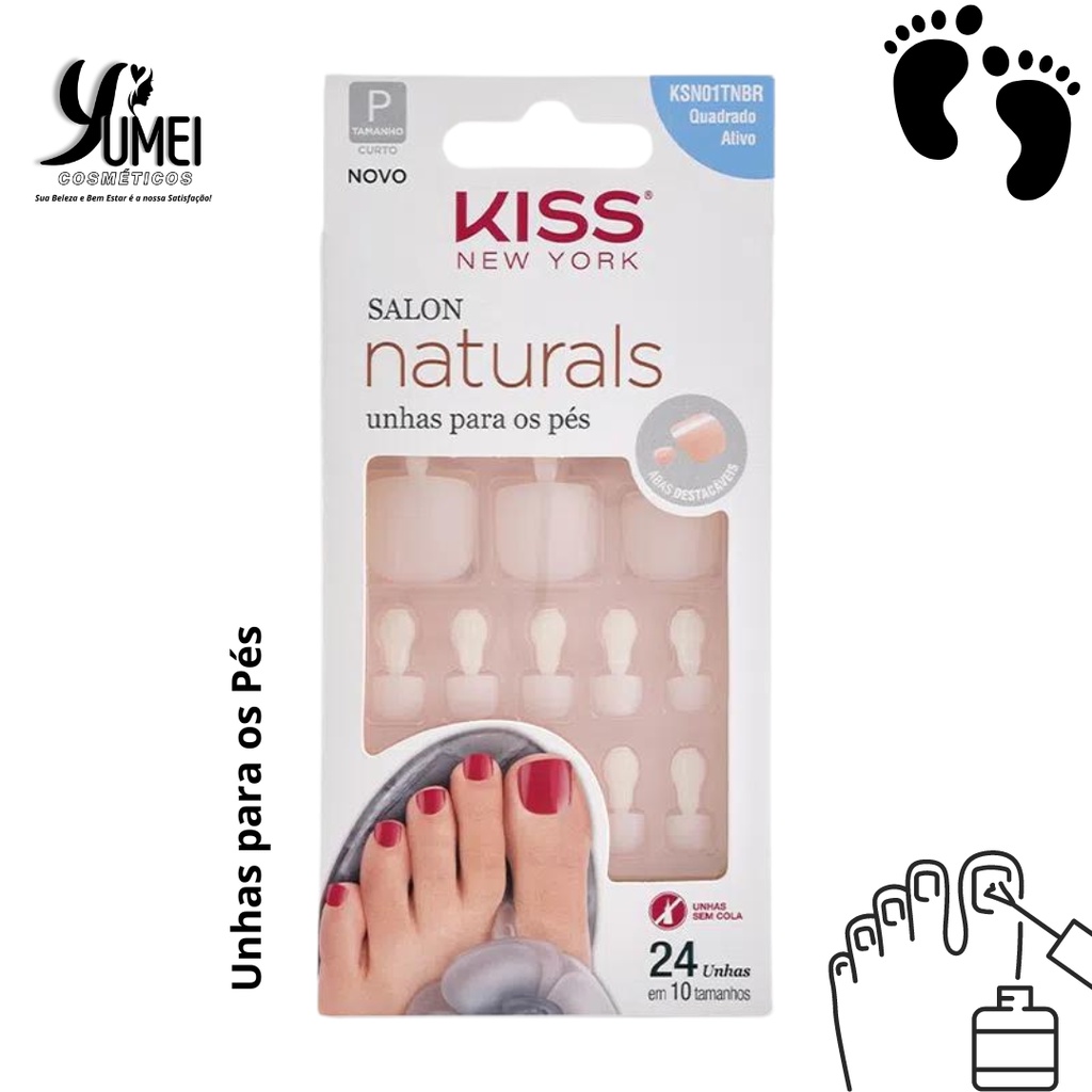 UNHA POSTIÇA SALON NATURALS P/ PÉS KISS NEW YORK KSN01TNBR em Oferta na Shopee
