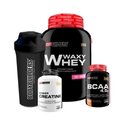 Kit Waxy Whey 2kg + BCAA 4,5 100g + Power Creatina 100g + Coqueteleira - Bodybuilders