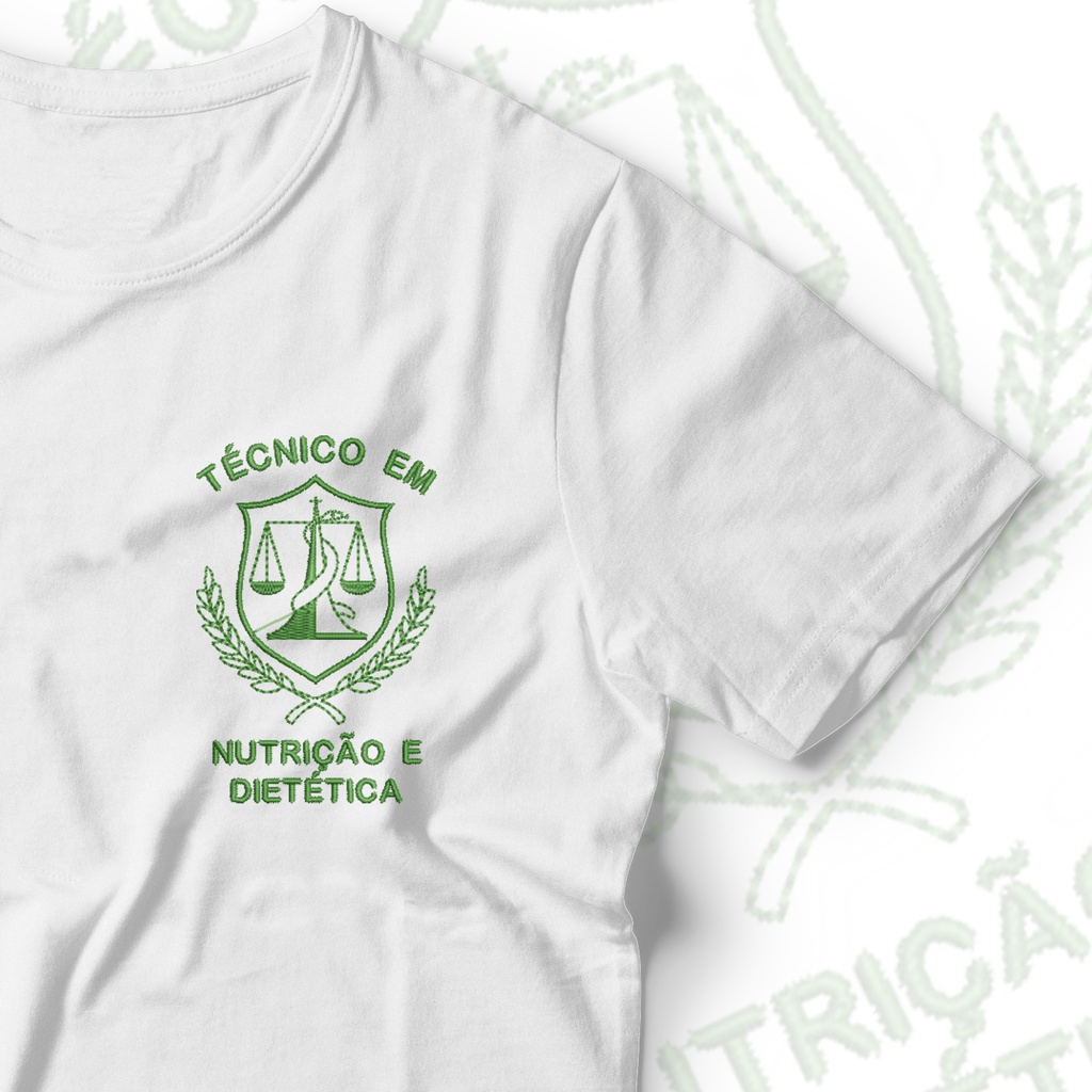 Camisa Técnico em Nutrição e Dietética Bordada Símbolo Nutrição e Dietética Faculdade Técnico de Nutrição