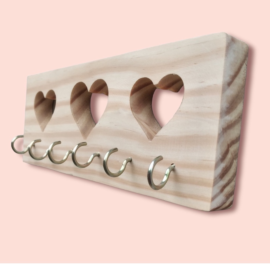 Porta Chaves e Chaveiro de Parede em Madeira Pinus Maciço em Oferta na Shopee