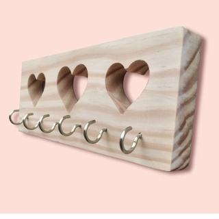 Porta Chaves e Chaveiro de Parede em Madeira Pinus Maciço em Oferta na Shopee