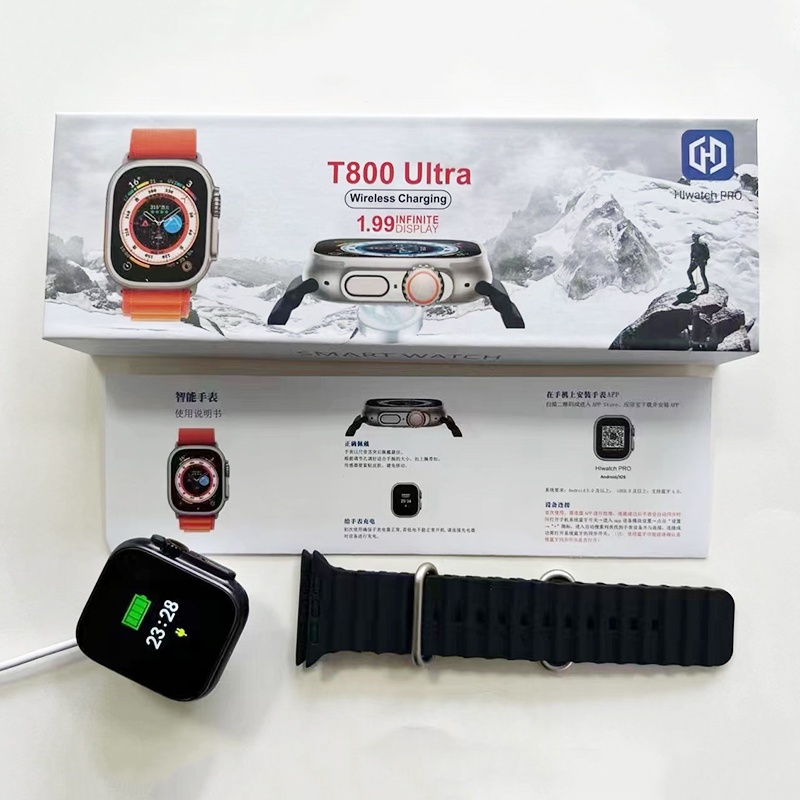 Smartwatch T800 Ultra Serie 8 Tela Full, carreg NFC App GPS