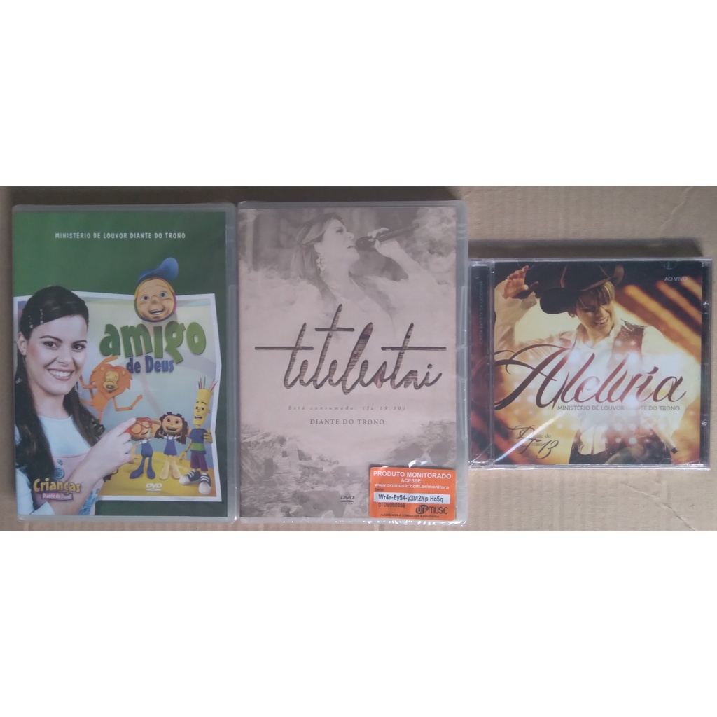 Kit com 2 DVDS Diante do Trono Amigo de Deus Teletestai + CD Diante do Trono Aleluia