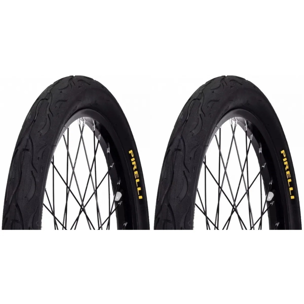 Par Pneus Bicicleta Bmx Pirelli Flame Tornado Beta Aro 20 X 2.125 Balão Largo