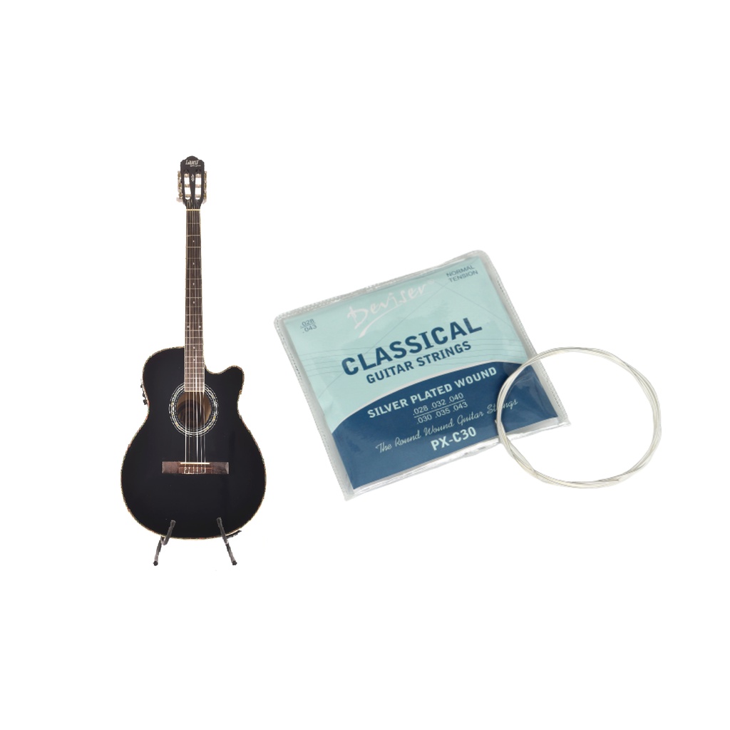 KIT VIOLÃO LAND ELETRICO LW 40 NYLON PRETO  ENCORDOAMENTO