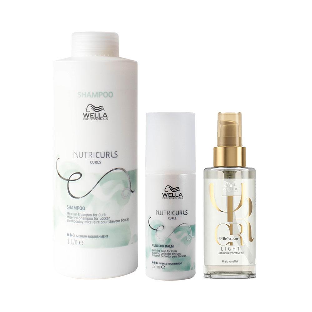 Kit Wella Professionals Nutricurls Profissional - Shampoo e Leave-in e Óleo Light em Oferta na Shopee