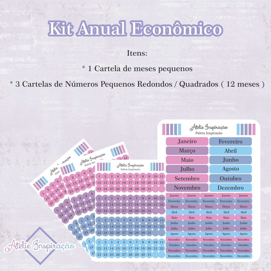 Kit Anual Econômico - Adesivos de planejamento - números e meses( 4 Cartelas ) em Oferta na Shopee