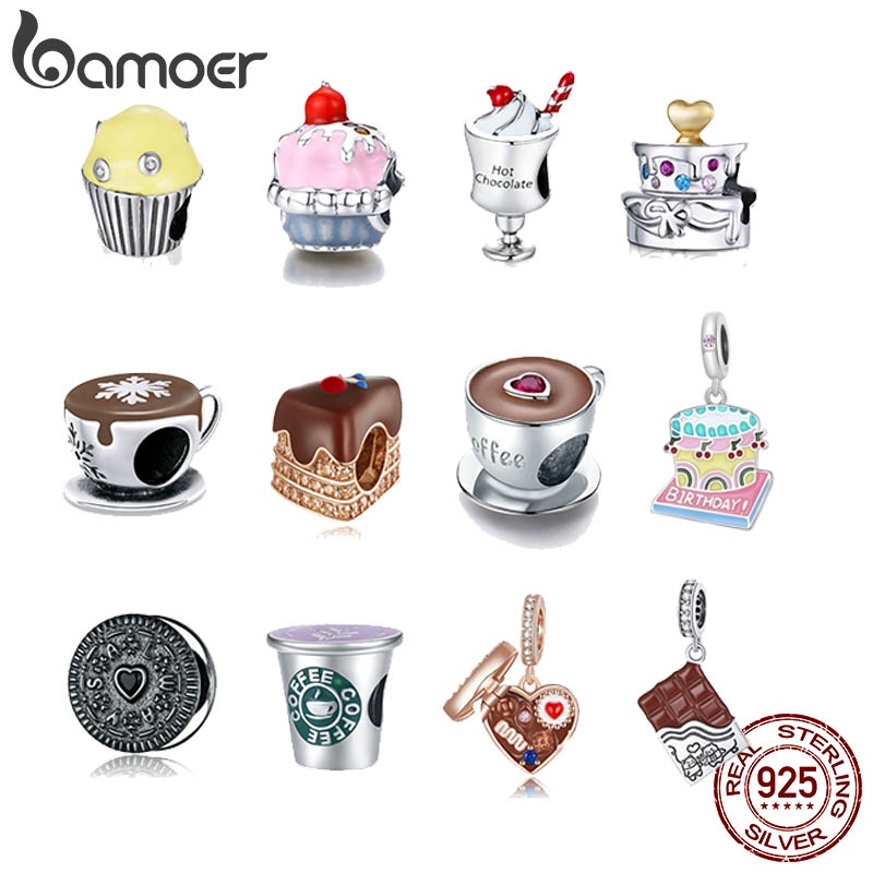 Bamoer Charmosa 925 Silver Ice Cream Coffee Dessert Series Bead Para Colar Pulseira DIY em Oferta na Shopee