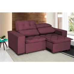 Sofá Soft Slim 2L Retrátil e Reclinável 1,50m Pluma Vinho