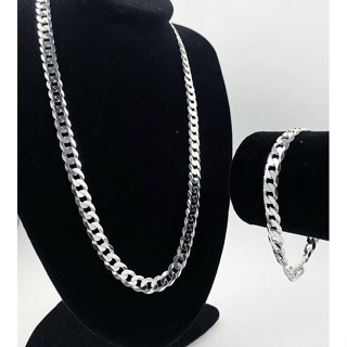 conjunto grumet corrente e pulseira grossa 10mm banhado a prata 925 colar folheado
