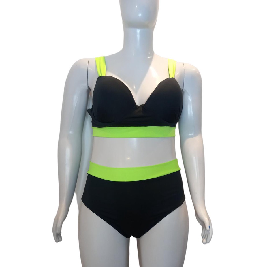 BIQUÍNI NEON FEMININO PLUS SIZE CINTURA ALTA COLORIDO LEVANTA BUMBUM