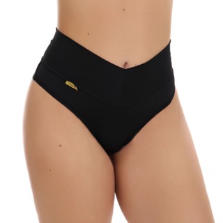 Calcinha Cintura Alta Modeladora Tanga Fio Dental Duplo Cós Alto Lingerie Feminina Cinta Confortável
