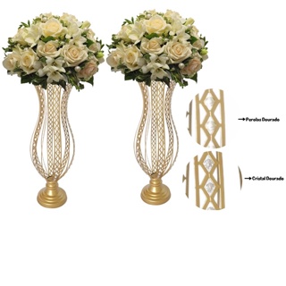 Vaso Pedrarias Pérolas Losango Luxo Festa Casamento Decoração 60cm 2 Peças em Oferta na Shopee