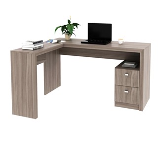 Escrivaninha/Mesa Escritório de Canto com 2 gavetas Multimóveis CR25032 Carvalho