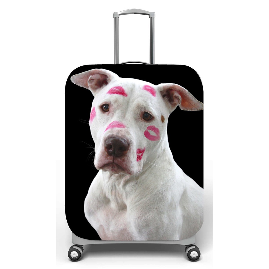 Capa para mala de viagem P Onboard, medidas max C35x A55 x P23cm Pitbull cheio de beijos