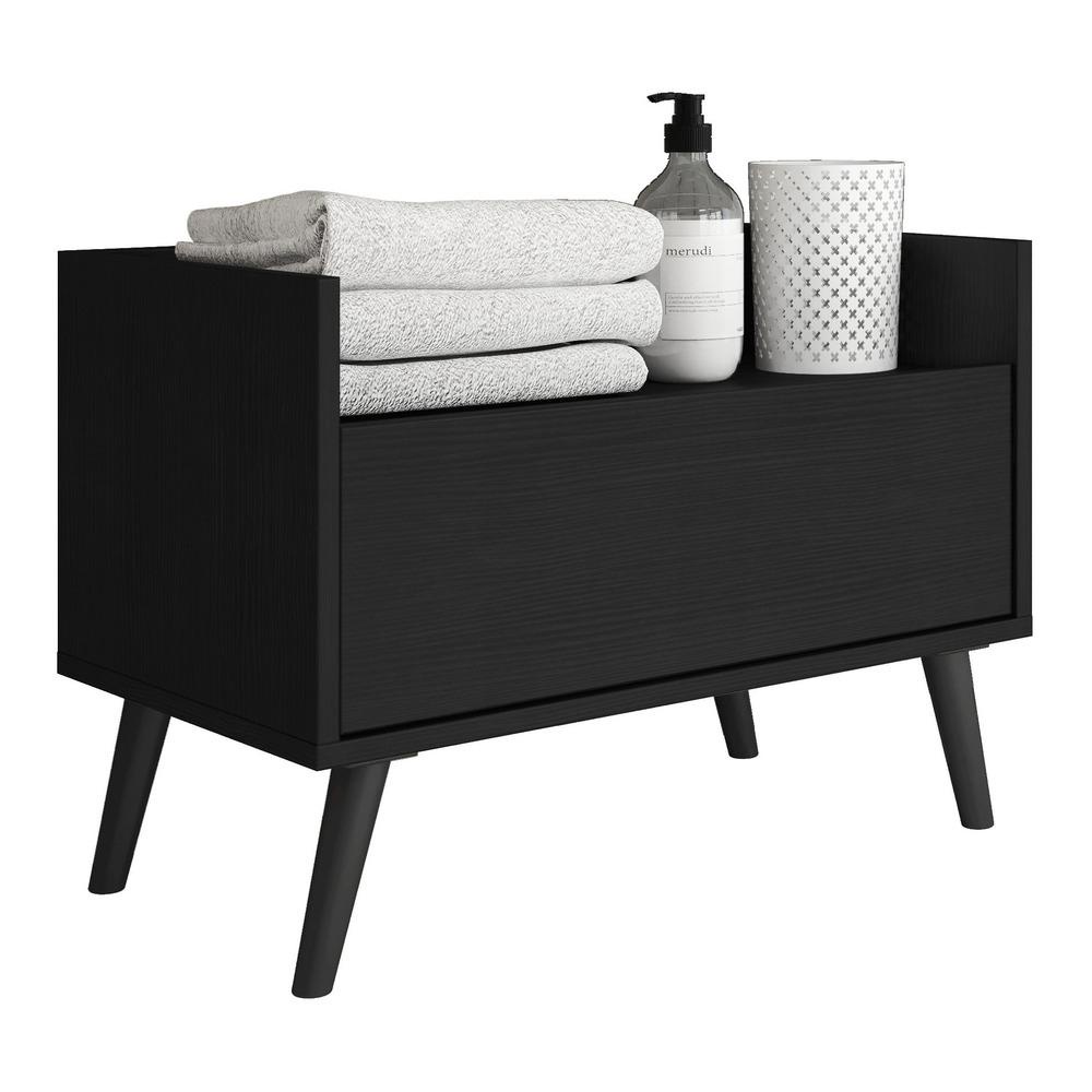 Gabinete Armário Banheiro 80 cm c/ Pés Retrô Multimóveis Preto - Home & Living