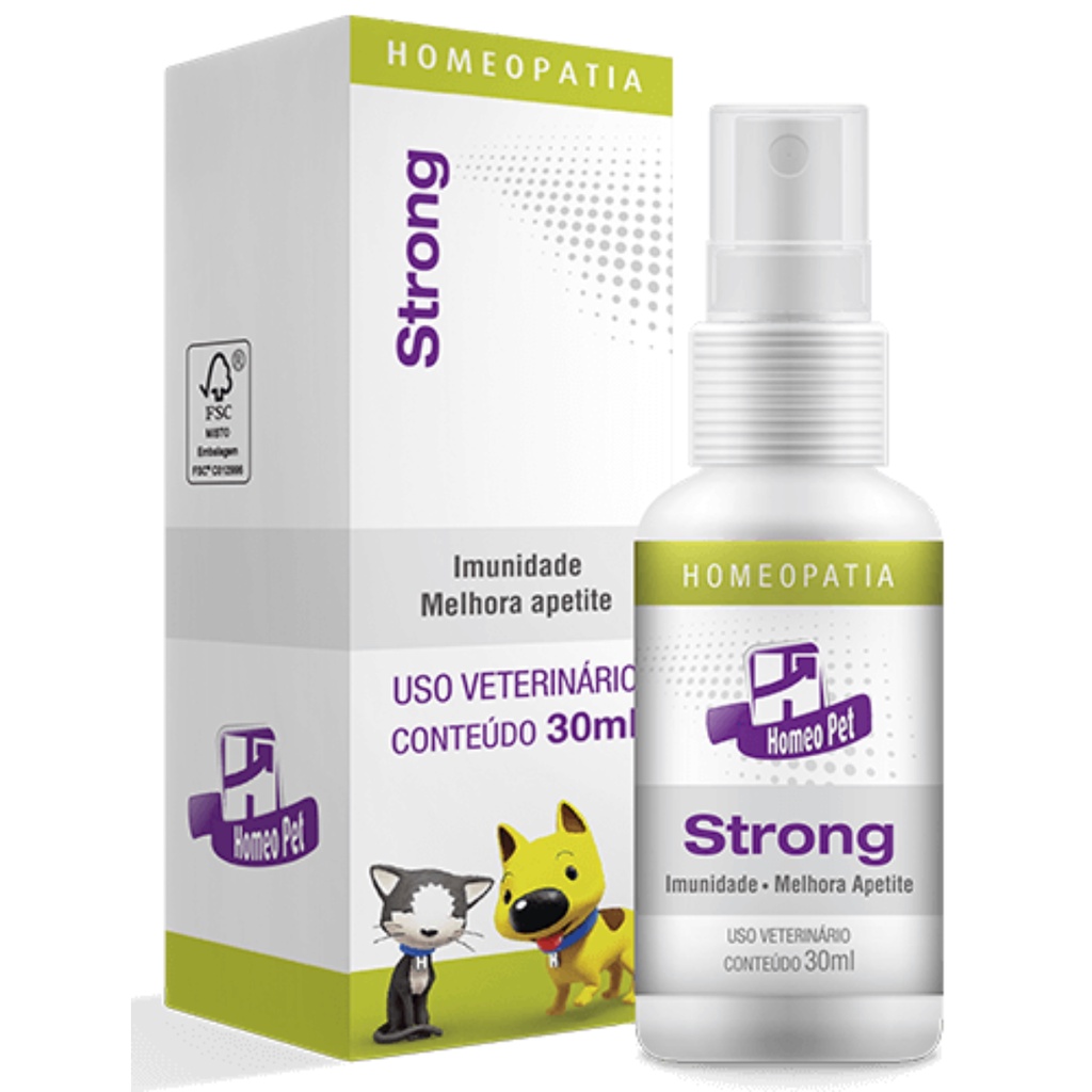 Strong Imunidade E Desenvolvimento 30ml Cães Gatos Homeopet