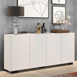 Aparador Buffet Multimóveis 4 Portas c/ Pés Quadrados Veneza  Branco/Preto em Oferta na Shopee