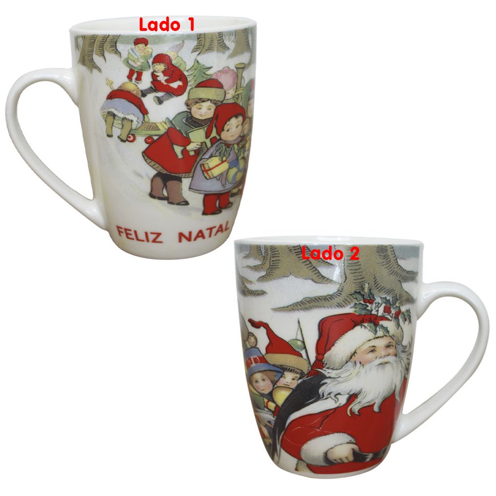 Caneca De Natal Natalina Papai Noel Cerâmica 350ml