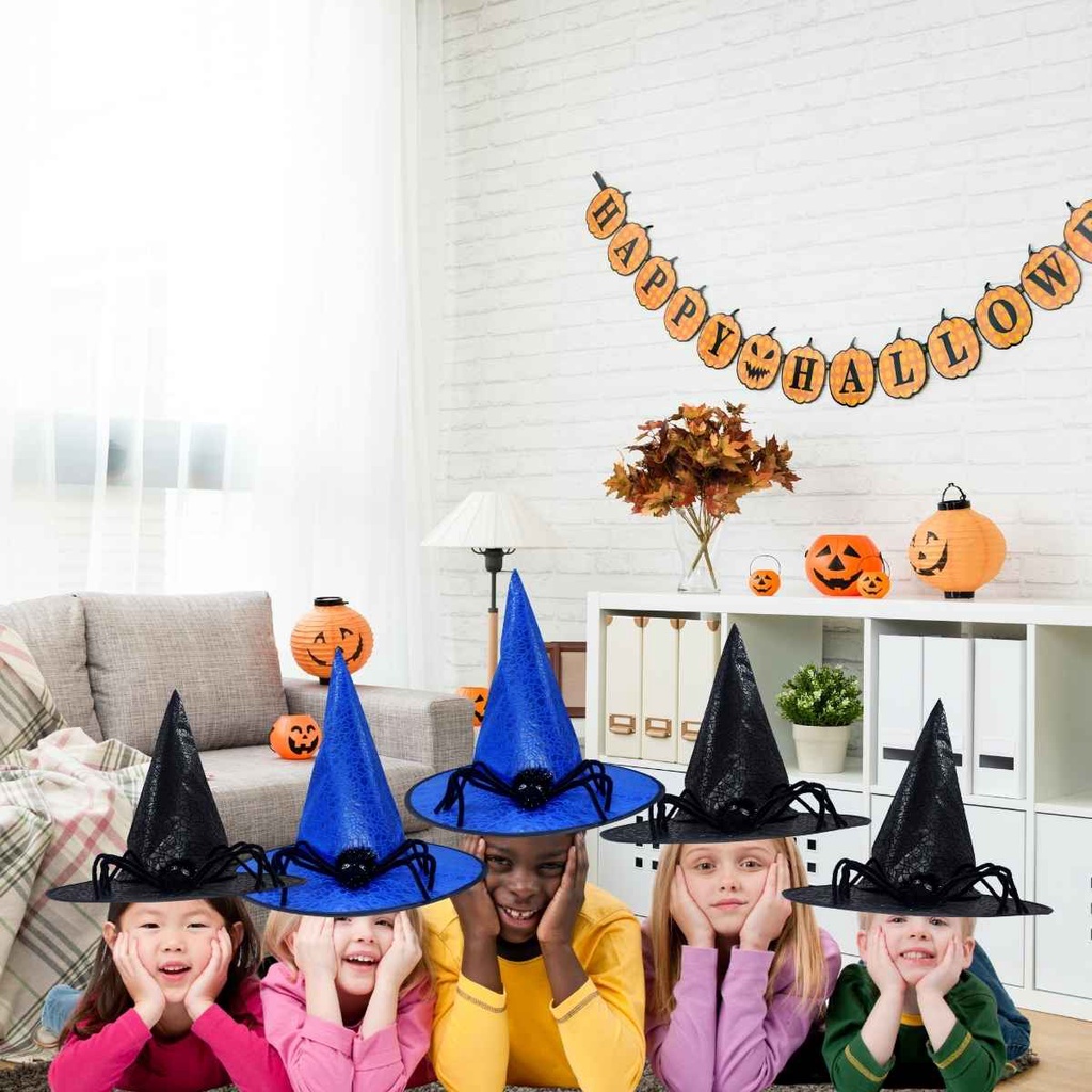 Chapéu Bruxa Bruxo C/ Aranha Fantasia Festa Cosplay Haloween