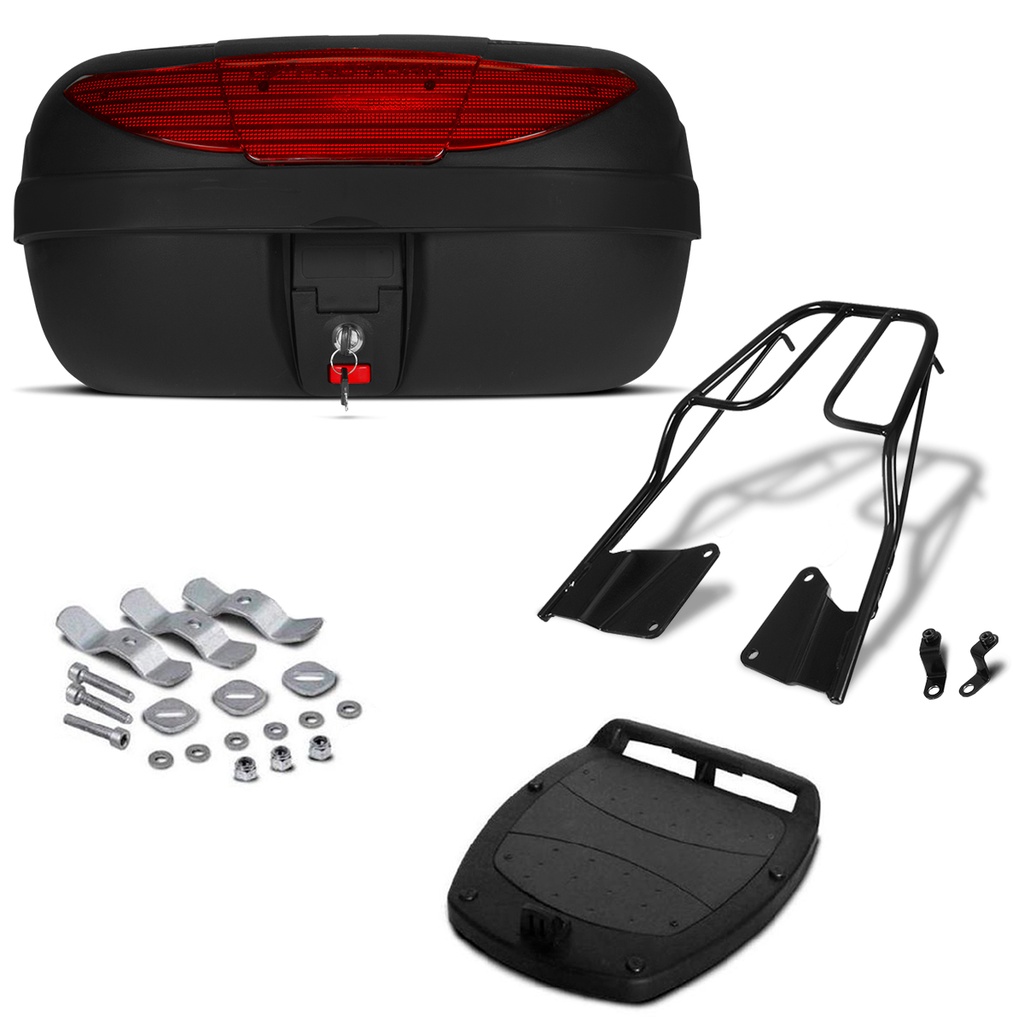 Baú 45 Litros Pro Tork + Bagageiro Titan 160 2016 Ex em Oferta na Shopee