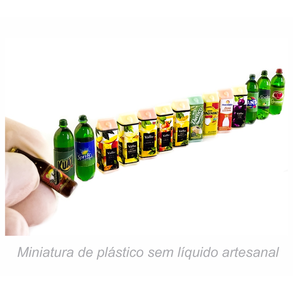 Kit Miniatura de refrigerante sucos - 15 unidades  comida miniatura CUTEBEE DIY Casa de boneca