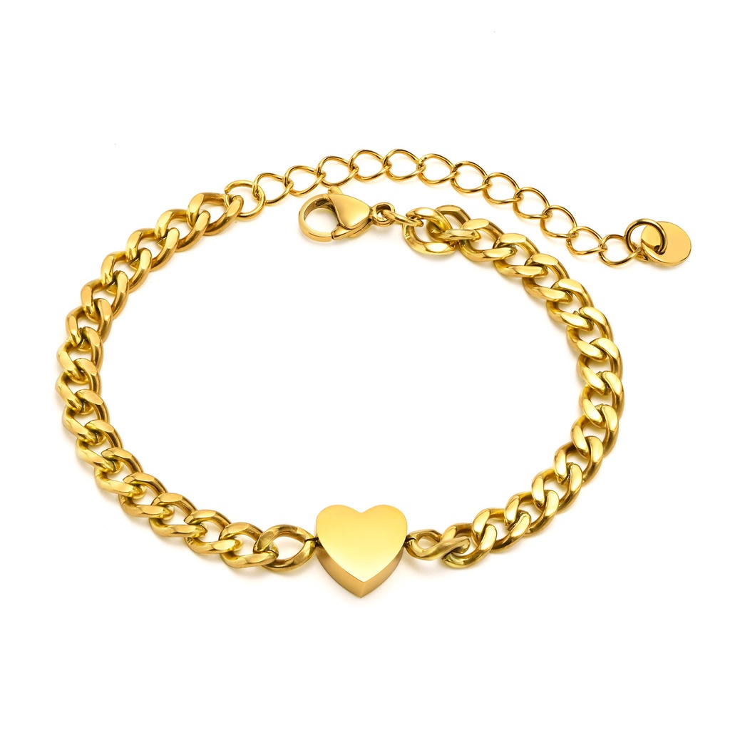 Vnox Pulseira Coração Para Mulheres , De Corrente Cubana Com Banho De Ouro