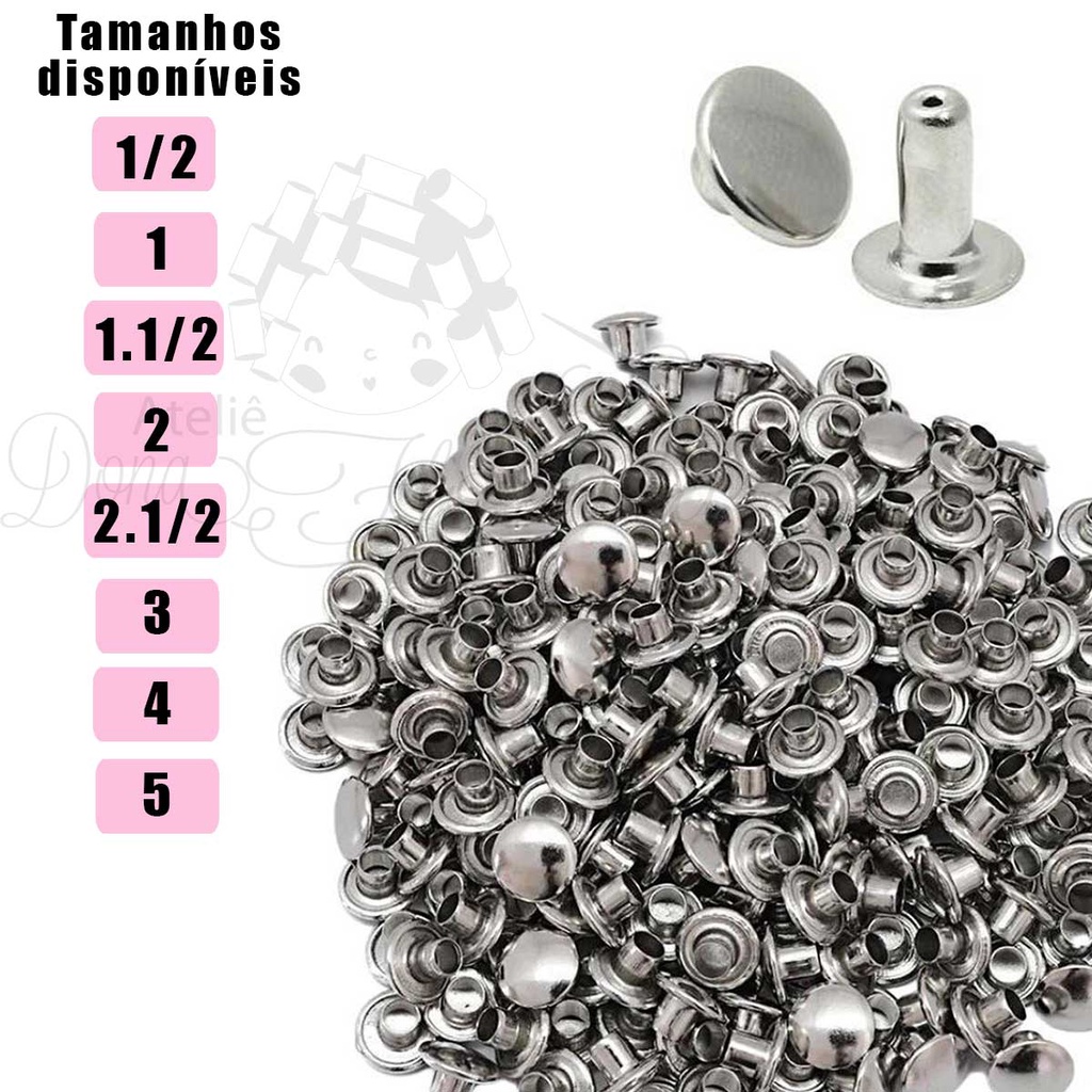 50unid Rebite Niquelado Vários Tamanhos em Oferta na Shopee