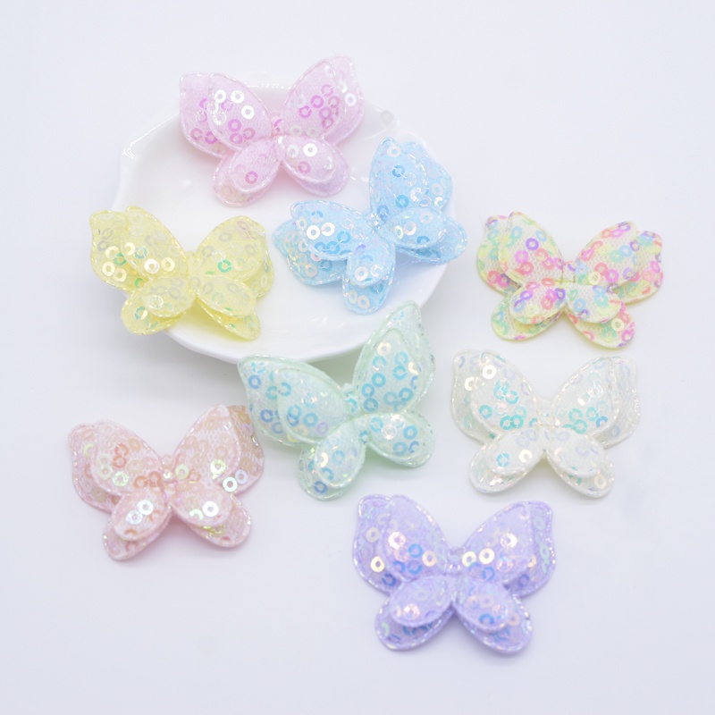 16Pcs 4 * 3.2cm borboleta dupla aplica para roupas chapéu sapatos costura patches DIY cabeça clipes arco decoração em Oferta na Shopee