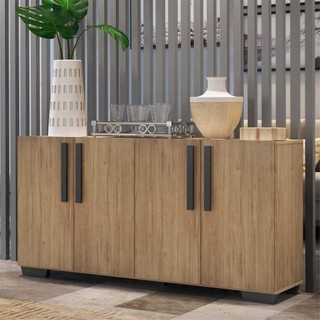 Aparador Buffet 4 Portas com Pés Quadrados Viena Multimóveis Rustic/Preto em Oferta na Shopee