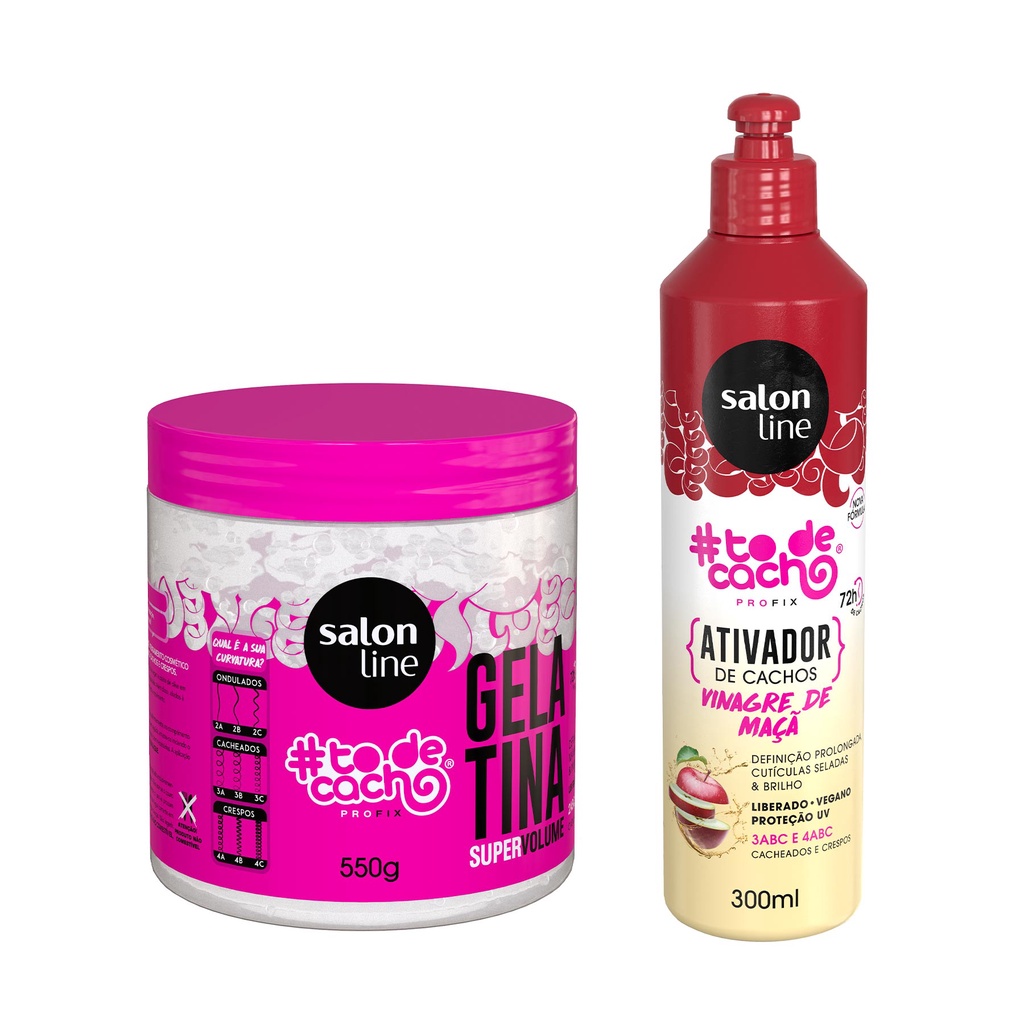 Kit Gelatina e Ativador de Cachos Salon Line Vinagre de Maçã