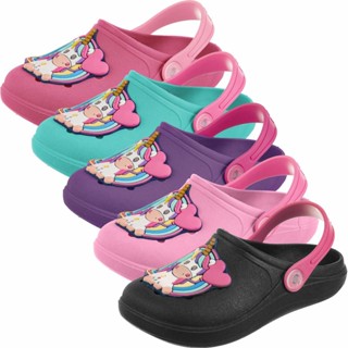 Babuche Infantil Sandália Feminina Menina Bebe Criança Antiderrapante Borracha Unicórnio Fofo Colorido Moda Blogueira Chinelo Calce Fácil Confortável Macio Leve