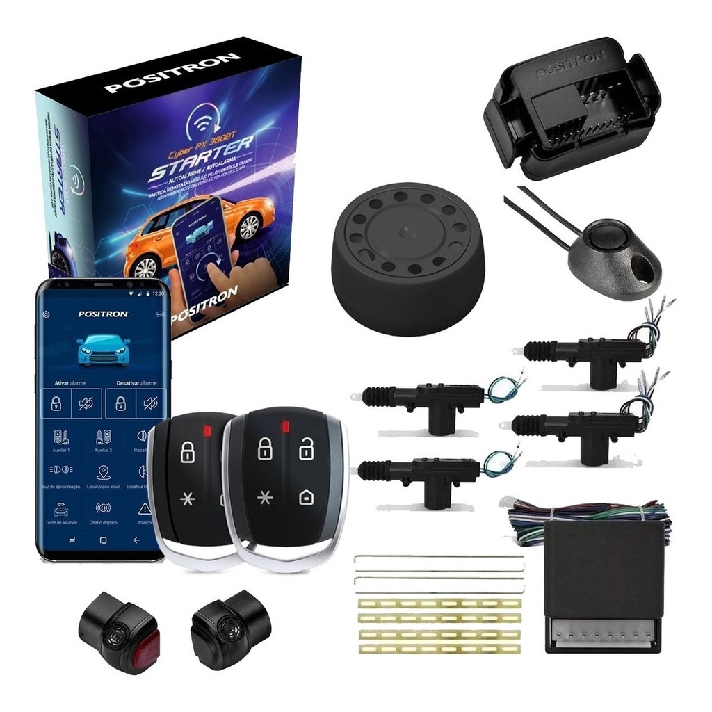 Kit Alarme Positron PX360BT Starter Universal + Trava Elétrica 4 Portas em Oferta na Shopee