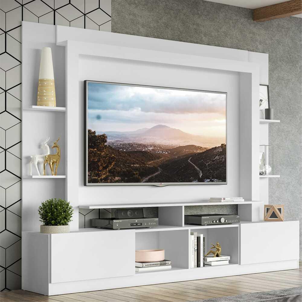 Rack Estante com Painel TV 65" e 2 portas Oslo Multimóveis Branco em Oferta na Shopee
