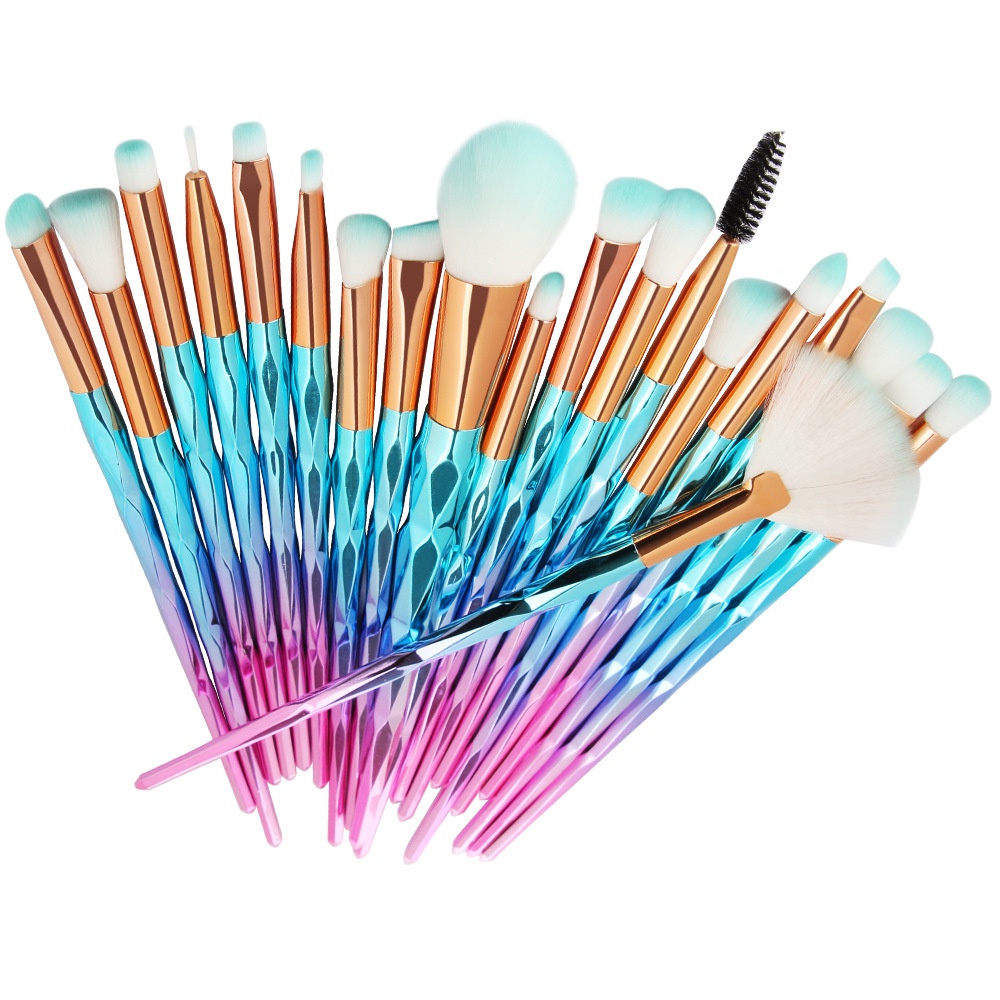20 Peças Pincéis De Maquiagem Diamantada Conjunto De Em Pó Base Blush Mistura De Olhos Sombra Para Os Beleza Cosmética Pincel