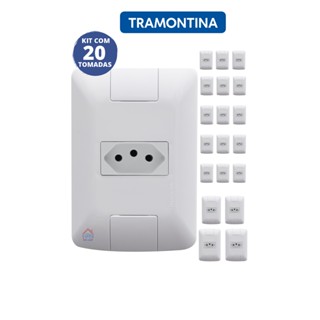 KIT c/ 20 Tomadas 10A c/Placa Tramontina 4x2 - Linha Aria
