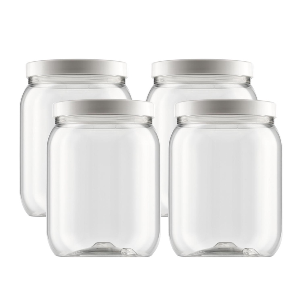 Kit 4 Potes com Tampa 1700ml Porta Mantimentos Pote Multiuso Clássico