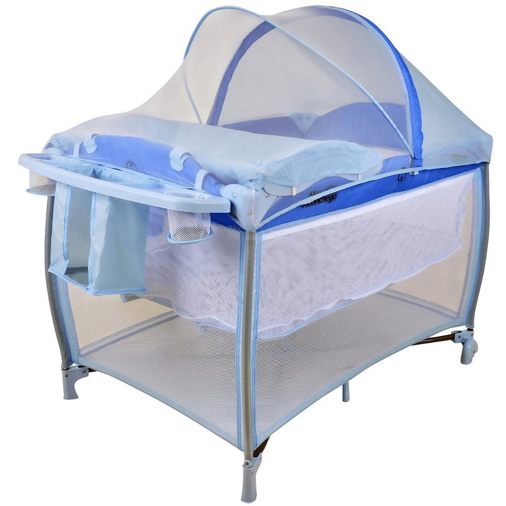 Berço Cercado Desmontavel Burigotto New Aconchego Blue em Oferta na Shopee