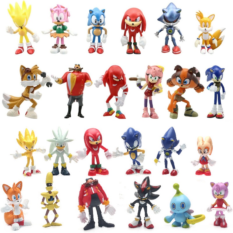 12 Peças/Conjunto Super Sonic The Hedgehog Doll Action Figure Ultrasonic Mouse Ornament Modelo De Decoração De Bolo Brinquedos