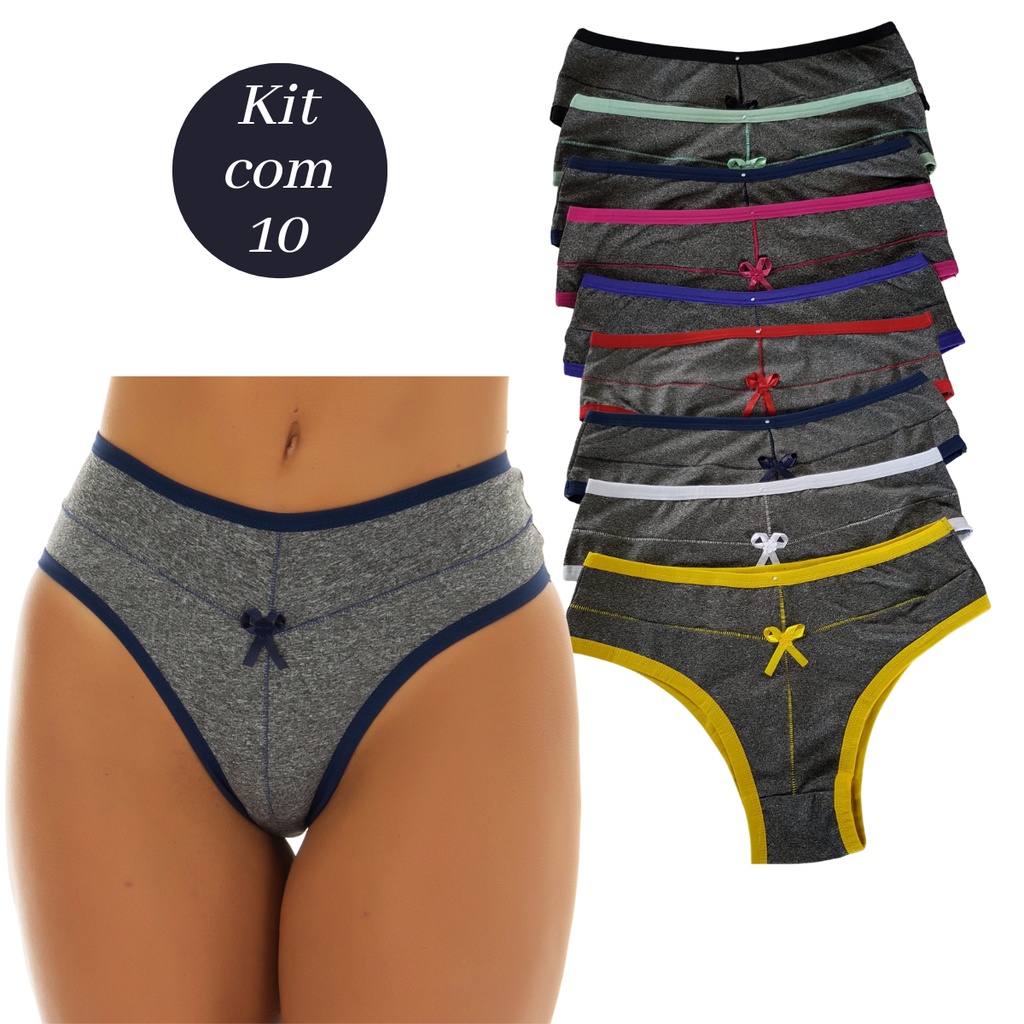 Kit 10 Calcinha Plus Size e NORMAL Cós Médio a Alto PROMOÇÃO - Ana N/P em Oferta na Shopee
