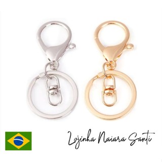 Argola para chaveiro Italiana 30mm com fecho Lagosta com Elo giratório - Kit com 05 unidades