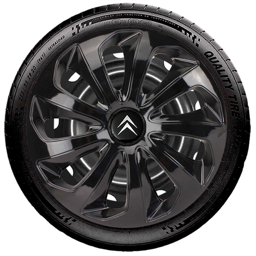 Calota Esportiva Velox Aro 15 Preta Citroen C3 C4 Aircross