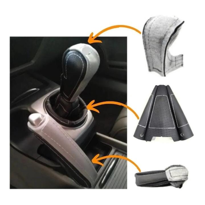 Capa Couro Manopla Câmbio Freio de Mão e Coifa da marcha Corvin Honda New Civic 2006 a 2011