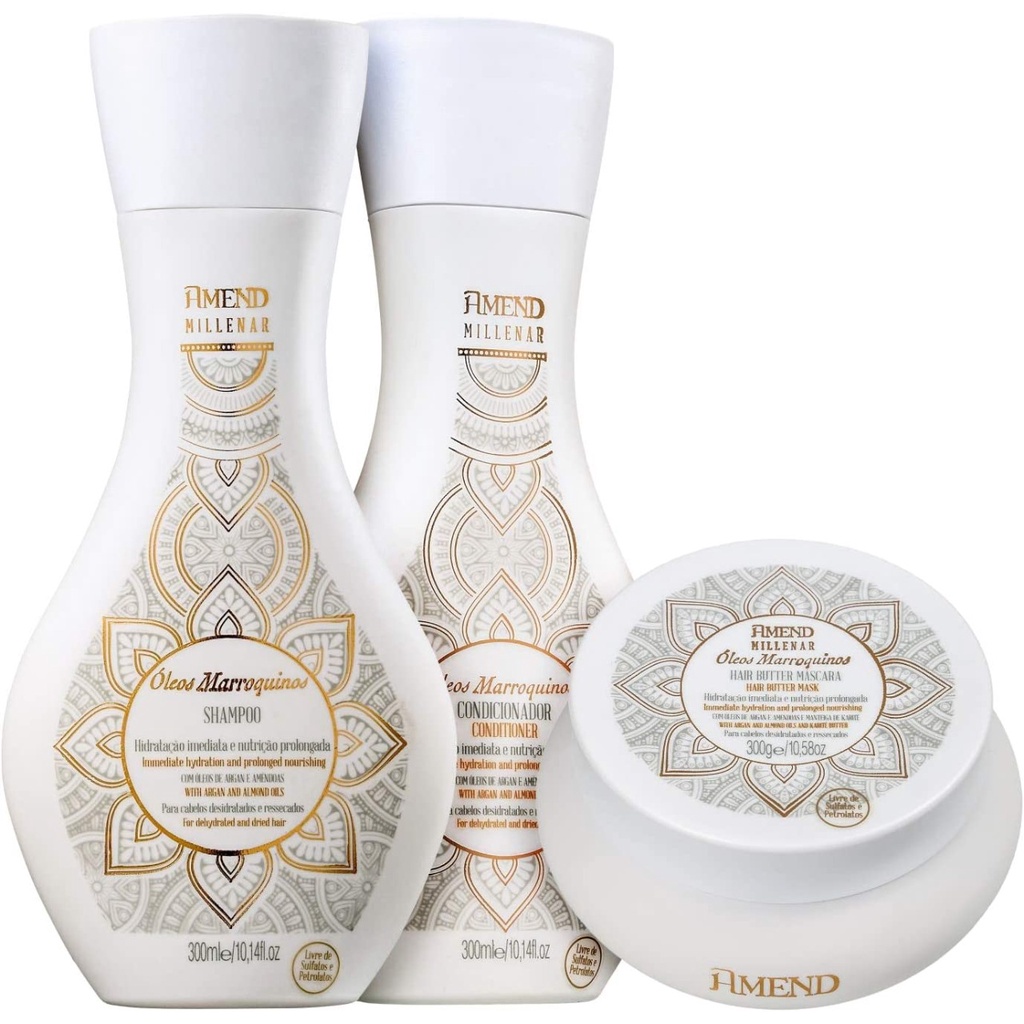 Kit Máscara Amend Millenar Óleos Marroquinos shamp + cond + mascara