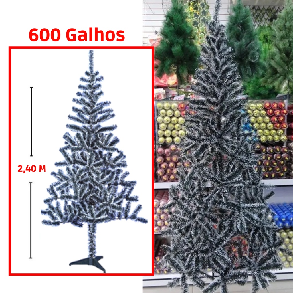 Árvore De Natal 600 Galhos 2,40 Metros Pinheiro Natal Nevada Decoração |  Shopee Brasil