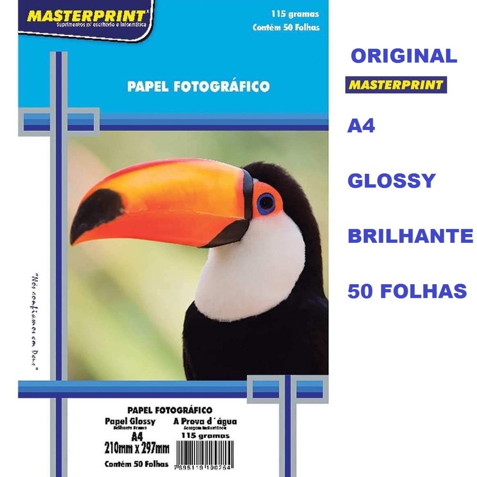 Papel Fotográfico Masterprint 115g Glossy Brilhante A4 Pacote com 50 -100 - 150 - 200 folhas