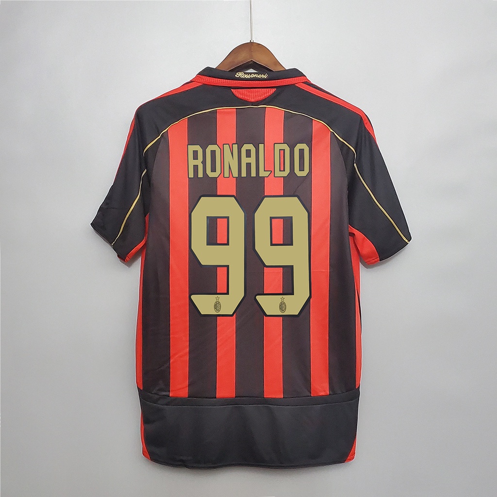 Camisa De Futebol Retro De Alta Qualidade 06-07 AC milan Home S-2XL Camiseta Jerseys Fãs Soltos Versão RONALDO