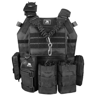 Colete Modular Plate Carrier 8 Acessórios + Bandoleira Airsoft JA Rio MIlitar