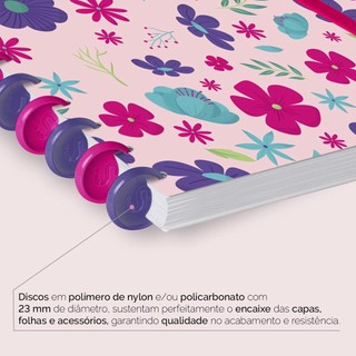 Caderno De Disco IsCool Criativo A5 80 Folhas Flores Pink Roxo Rosa ...
