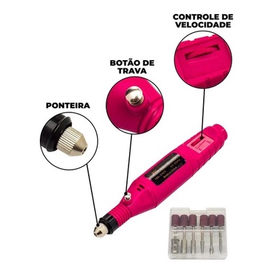 Lixadeira Lixa Elétrica Original Motor Caneta Unha Aparelho Lixador Profissional Bivolt 110v - 220v